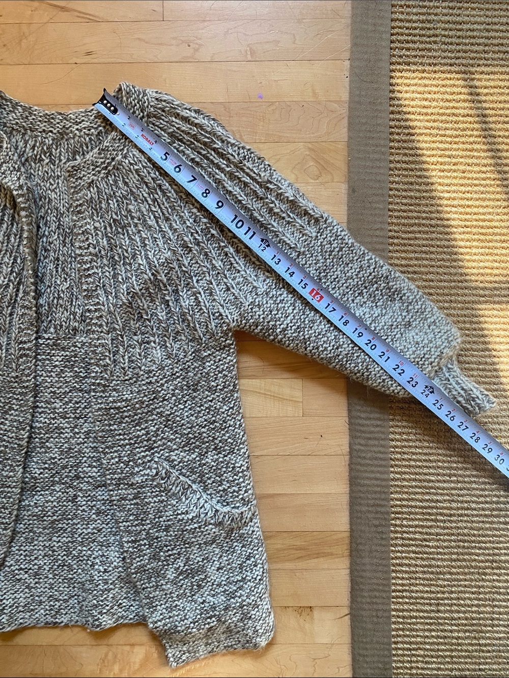 Vintage hand knit wool blend heavy open front sweater cardigan - Picture 10 of 13